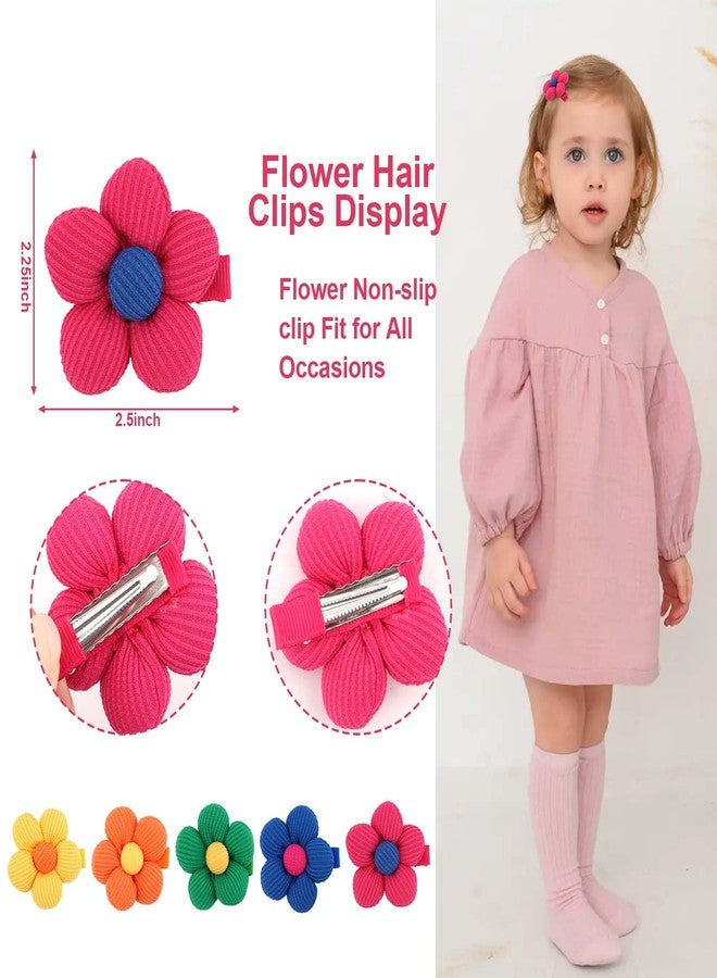 كافتي مجموعة مشابك شعر CAVETEE مكونة من 10 قطع على شكل زهور للنساء والفتيات، مشابك شعر ملونة محبوكة على شكل زهور، إكسسوارات شعر لطيفة (أصفر/برتقالي/أخضر/وردي فاقع/أزرق، مقاس واحد) - Image 2